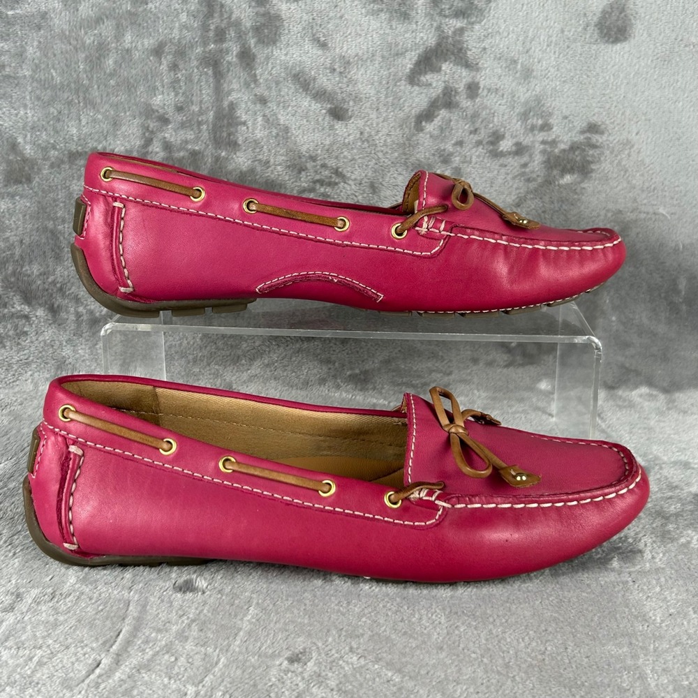 Clarks Artisan Pink Leather Boat Shoes Moccasin Flats 63992 Womens 8.5 M